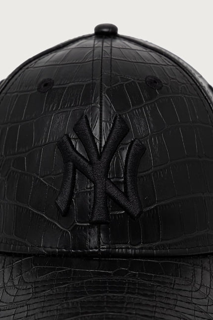 Cappellino 9FORTY coccodrillo in pelle nero