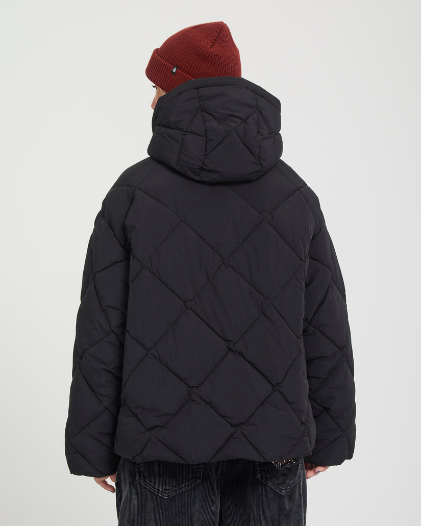 Giacca Out of boxy puff con cappuccio nero