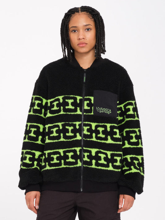 Maglione Zephyr full zip verde/nero