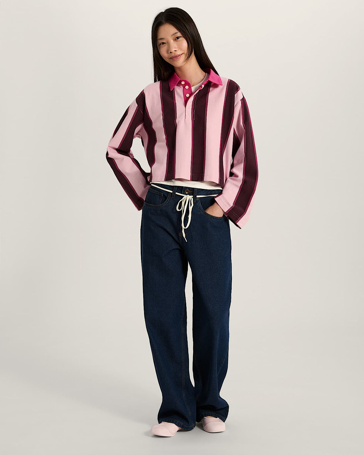 Polo rugby Vans a righe crop