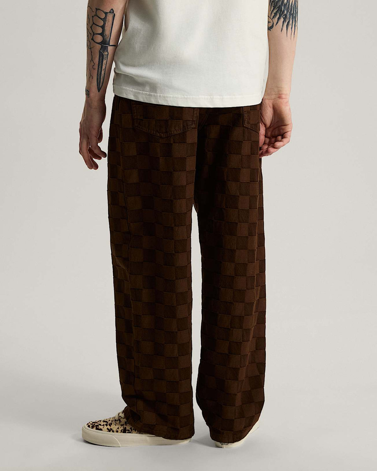 Jeans Check-5 baggy checkboard marrone
