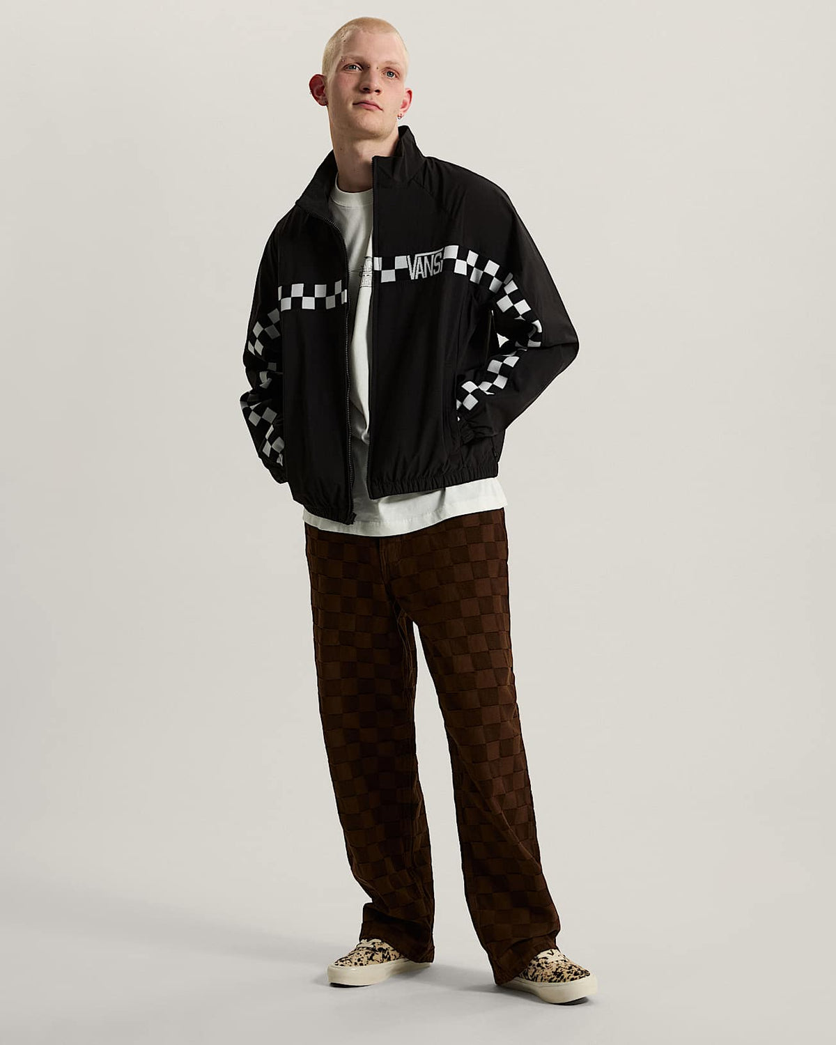 Jeans Check-5 baggy checkboard marrone