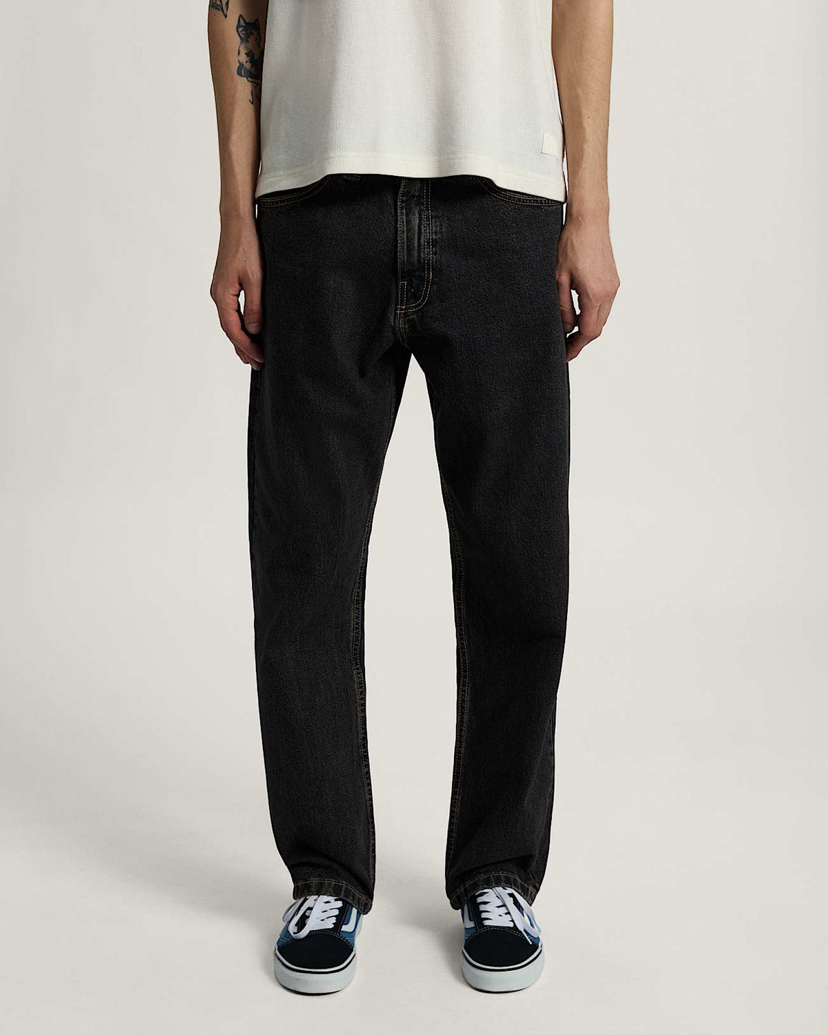 Jeans Check 5 straight in denim nero
