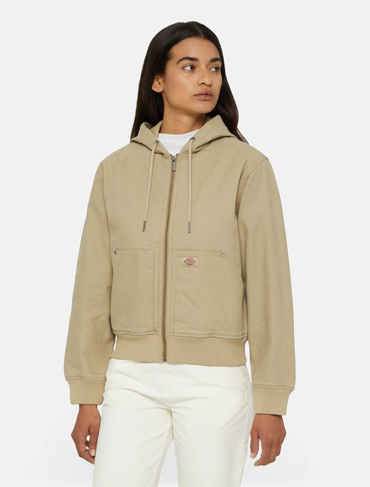 Giacca Duck Canvas Sherpa con cappuccio full zip sabbia