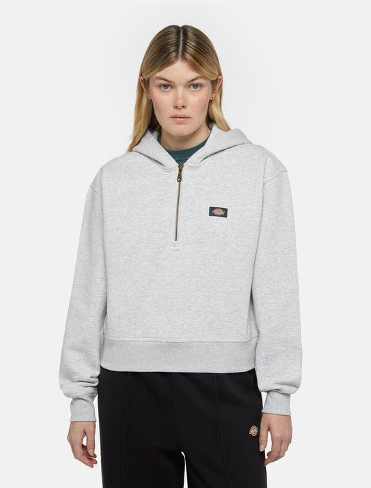 Felpa Oakport 1/4 zip con cappuccio grigio