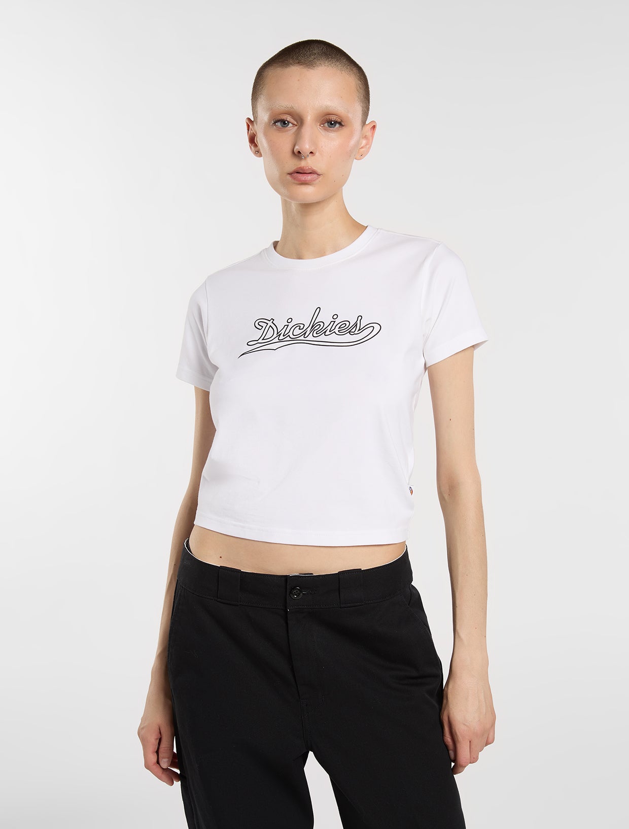 T-shirt Loose wave crop bianco