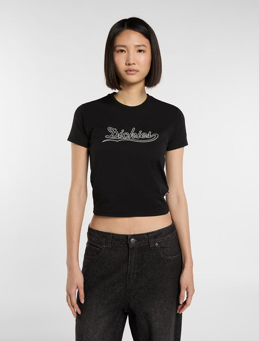 T-shirt Loose wave crop nero
