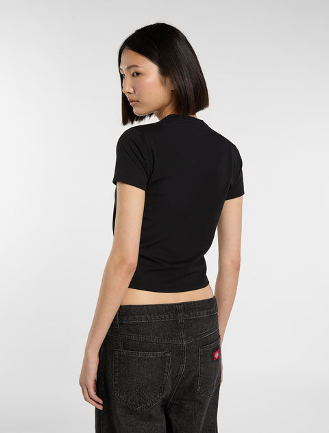 T-shirt Loose wave crop nero