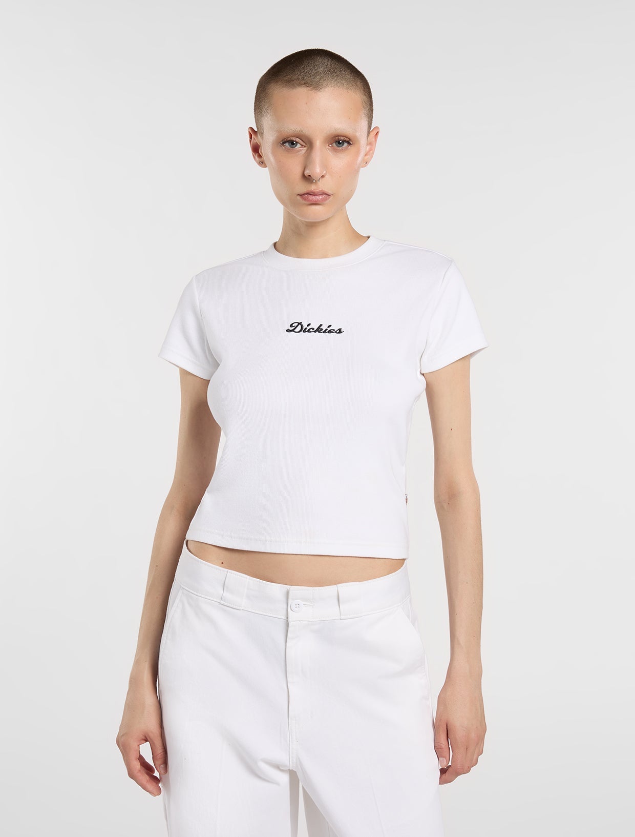 T-shirt Wellsville crop bianco