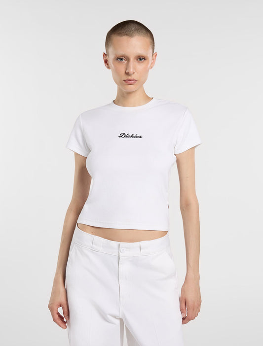 T-shirt Wellsville crop bianco