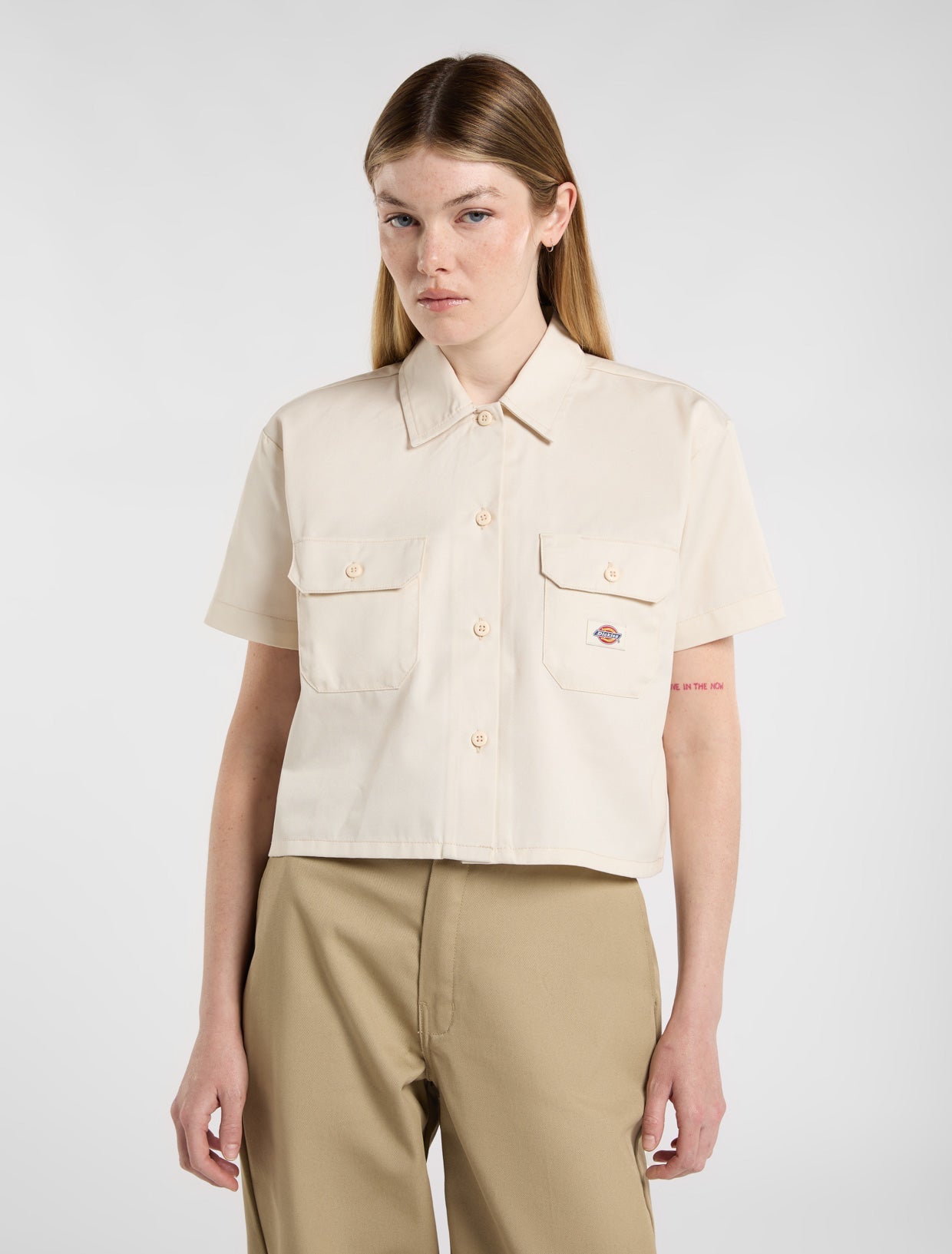 Camicia da lavoro crop crema