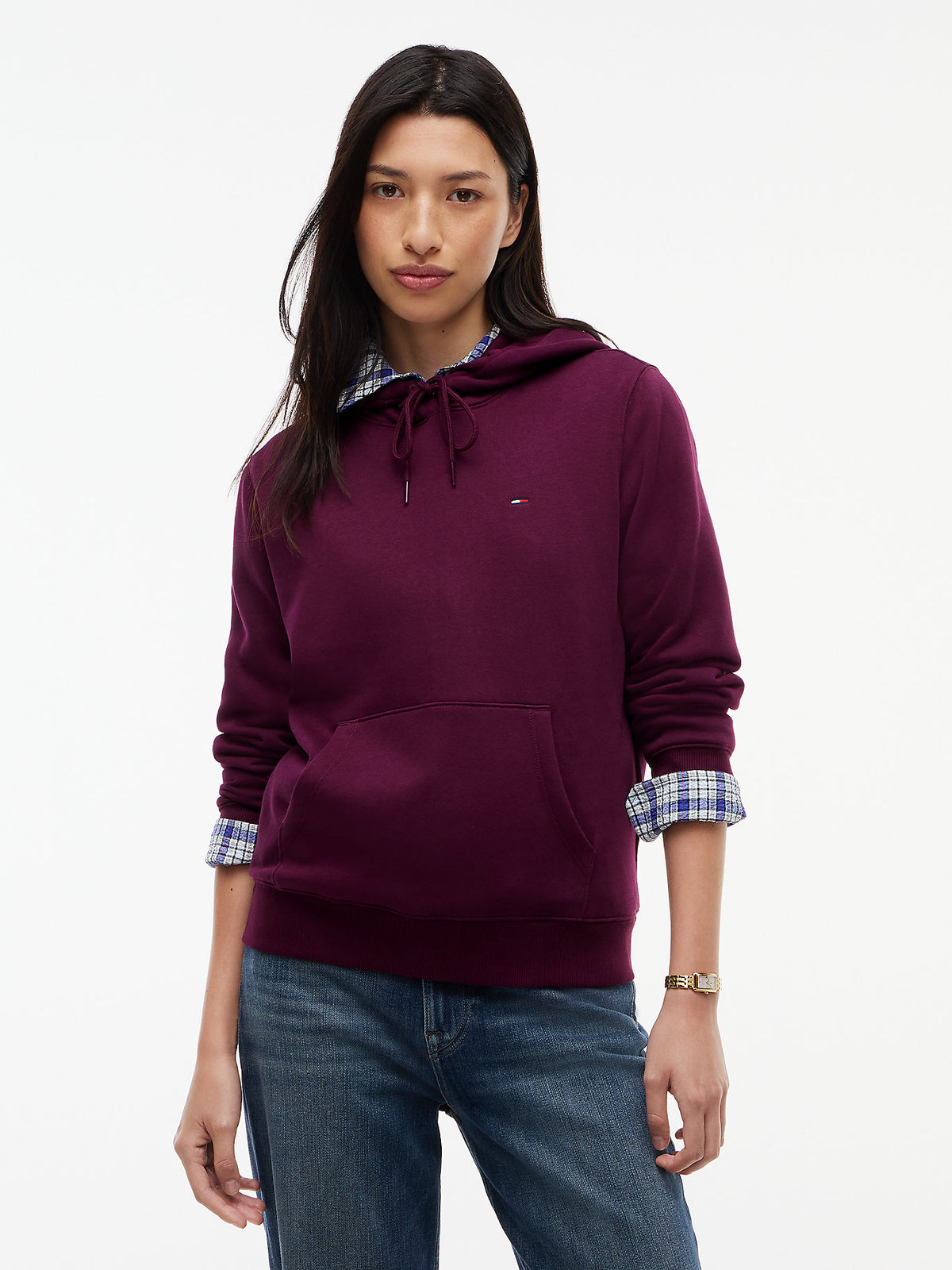 Felpa Tommy jeans con cappuccio bordeaux