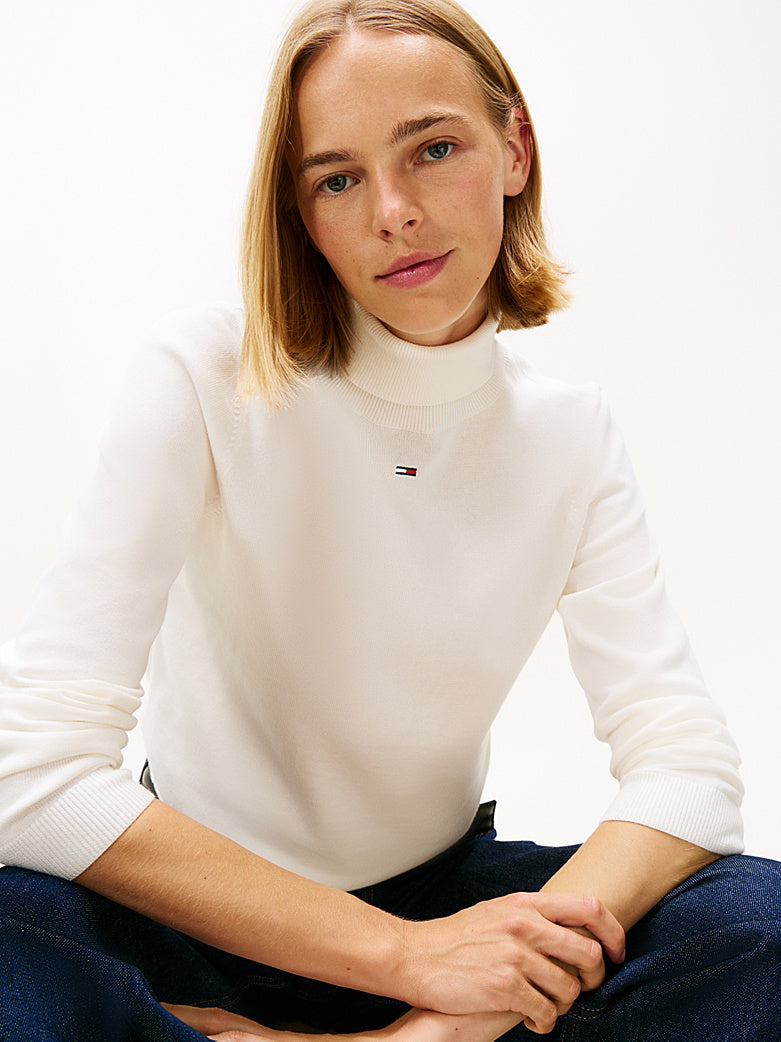 Pullover Tommy Jeans con collo dolcevita bianco