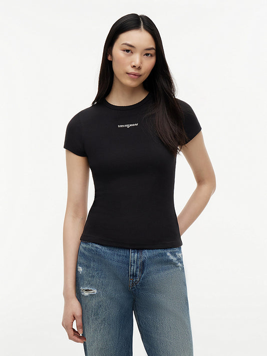 T-Shirt Tommy jeans slim fit a coste nero