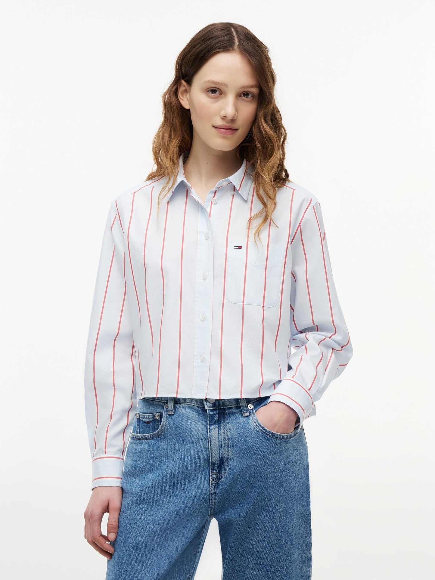 Camicia Tommy jeans celeste a righe