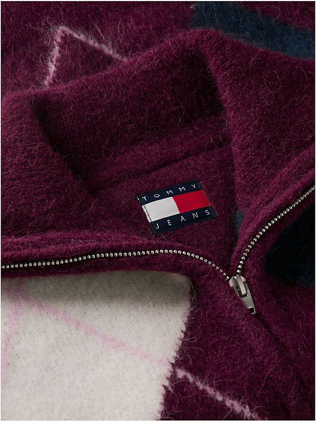 Maglioncino Tommy Jeans 1/4 zip a quadri a fantasia