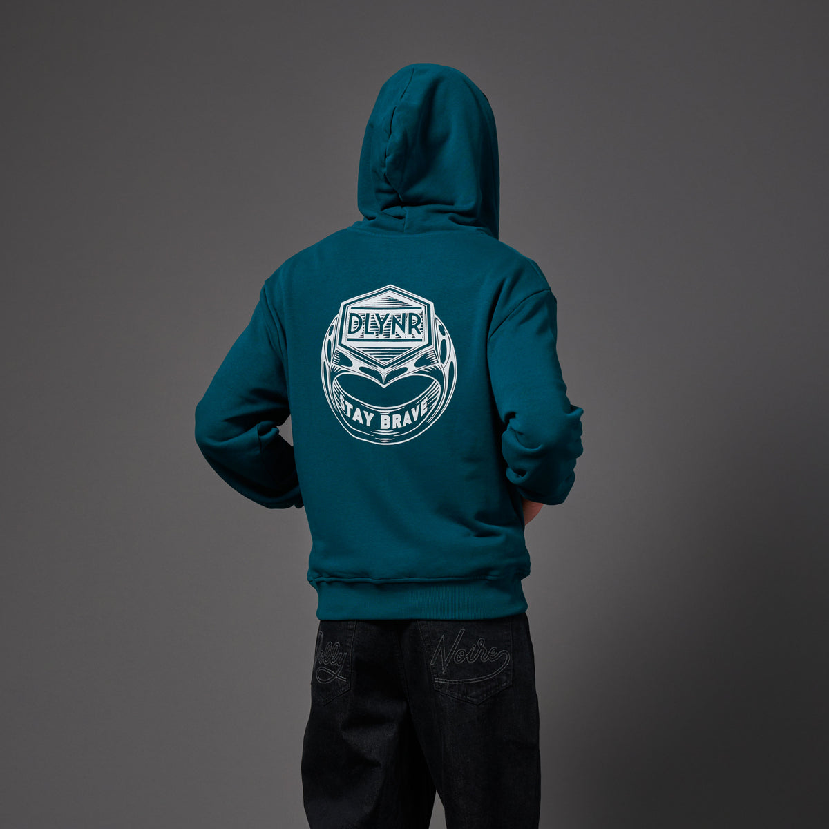 Felpa Ring full zip con cappuccio petrolio