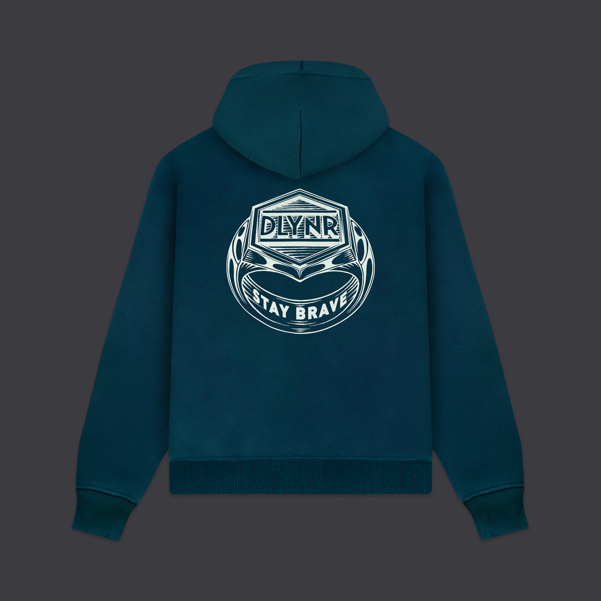 Felpa Ring full zip con cappuccio petrolio