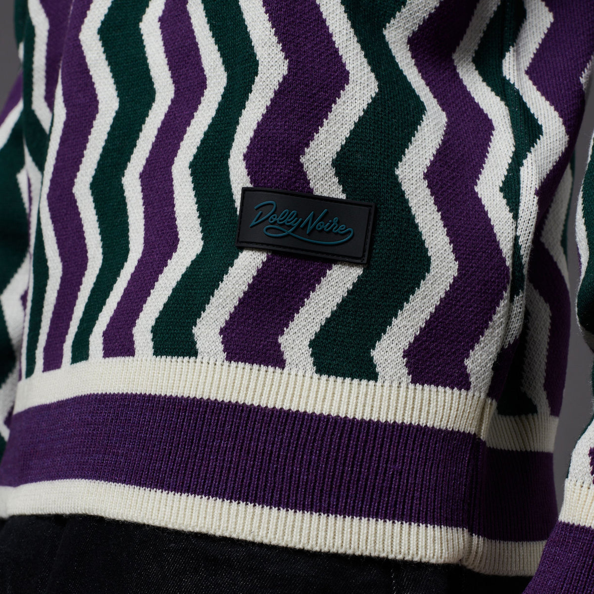 Polo a maglioncino Chevron in cotone fantasia