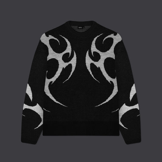 Maglione Spikes boxy fit nero fantasia