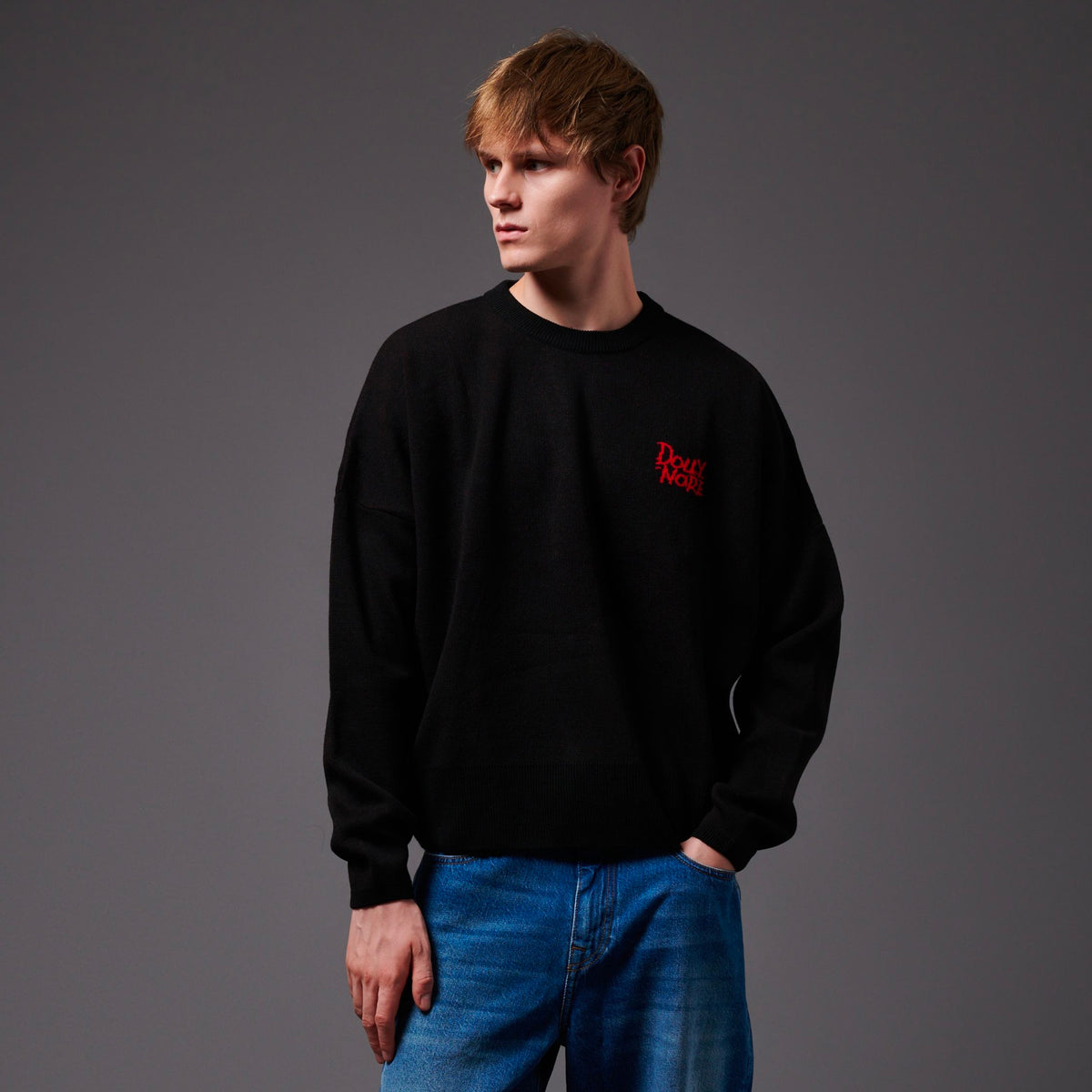 Maglione Satanicat boxy fit in cotone nero