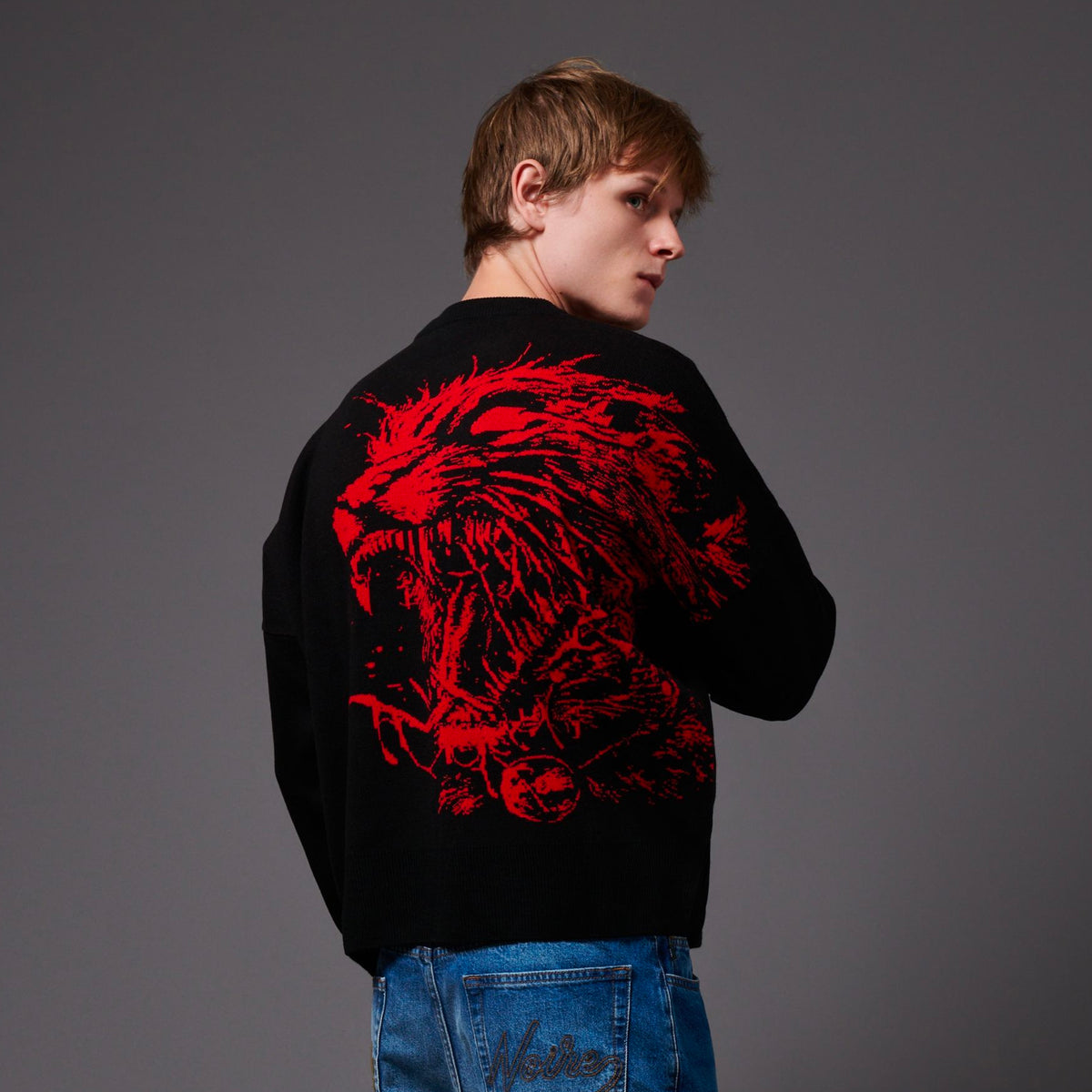 Maglione Satanicat boxy fit in cotone nero