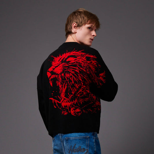 Maglione Satanicat boxy fit in cotone nero