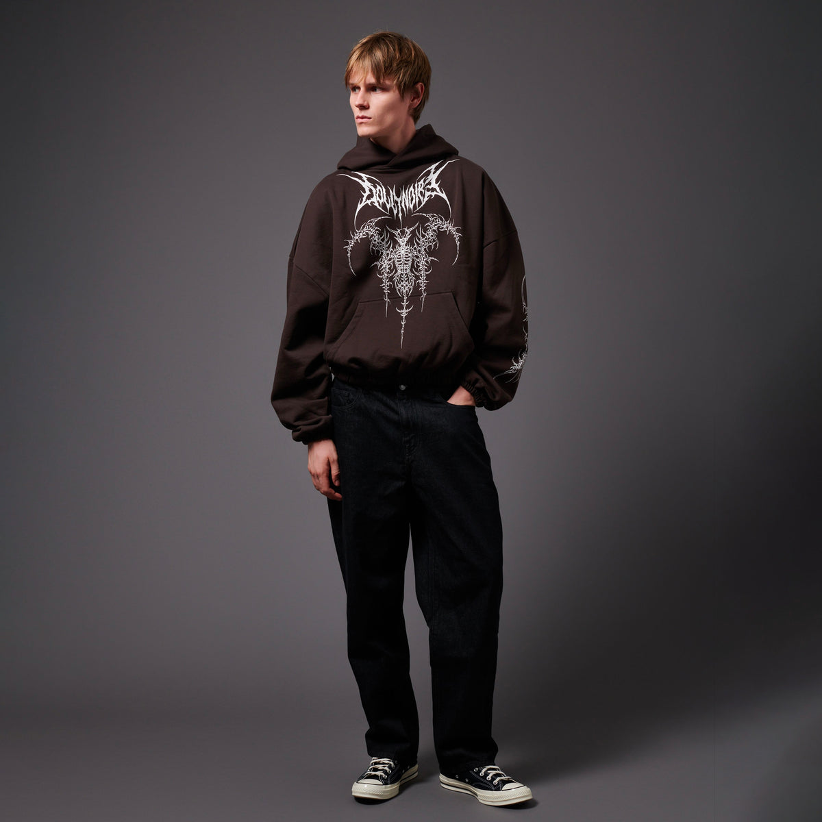 Felpa The guardian boxy fit con cappuccio marrone