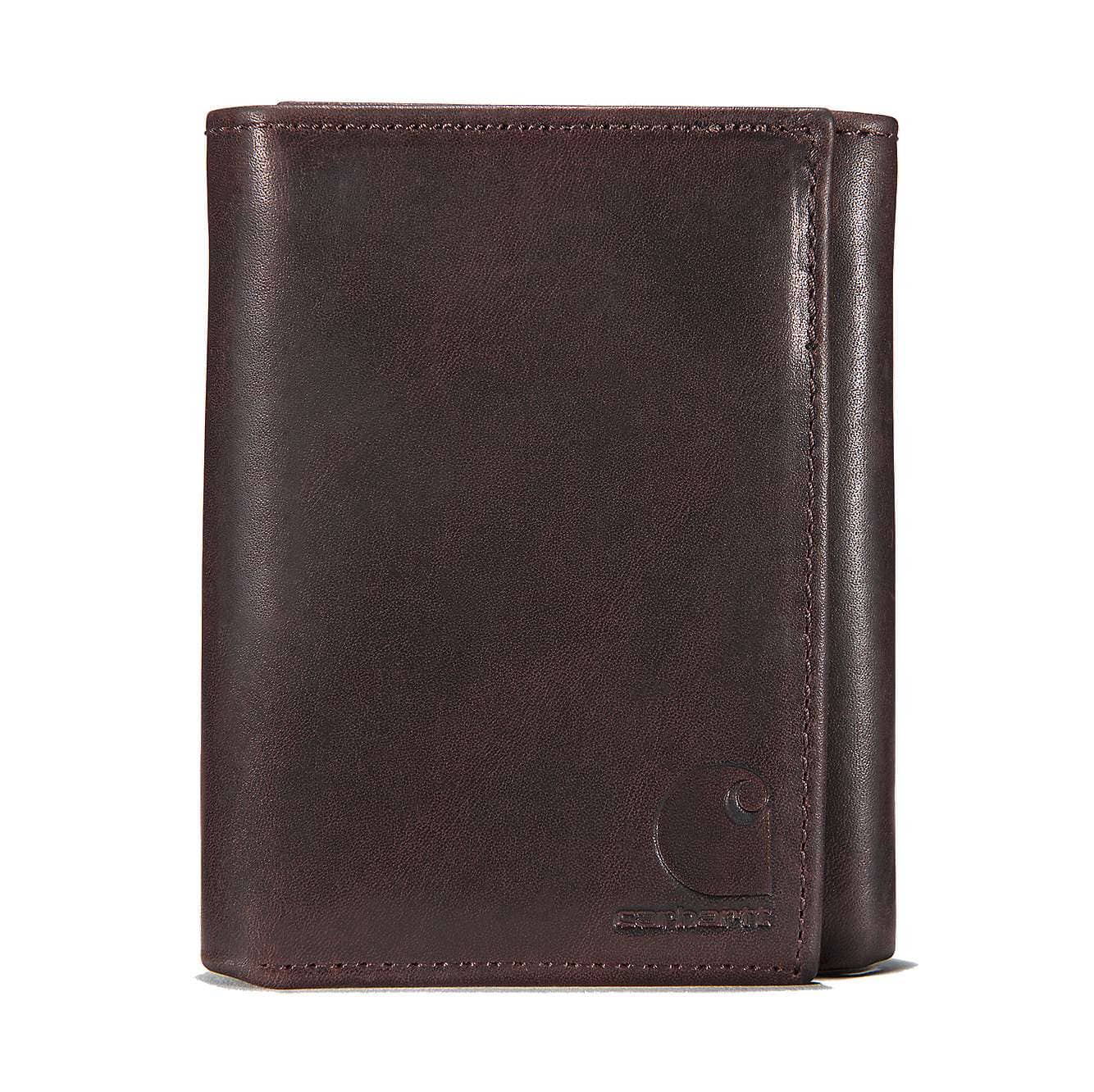 Portafoglio Trifold di pelle marrone