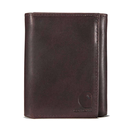 Portafoglio Trifold di pelle marrone