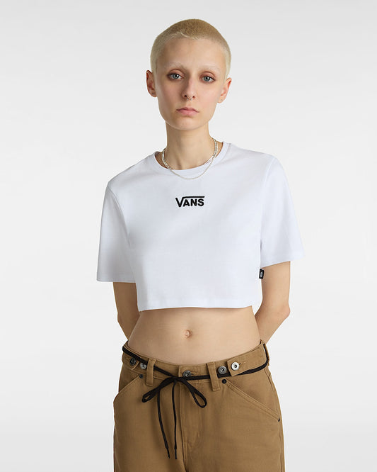 T-Shirt Flying crew crop bianco