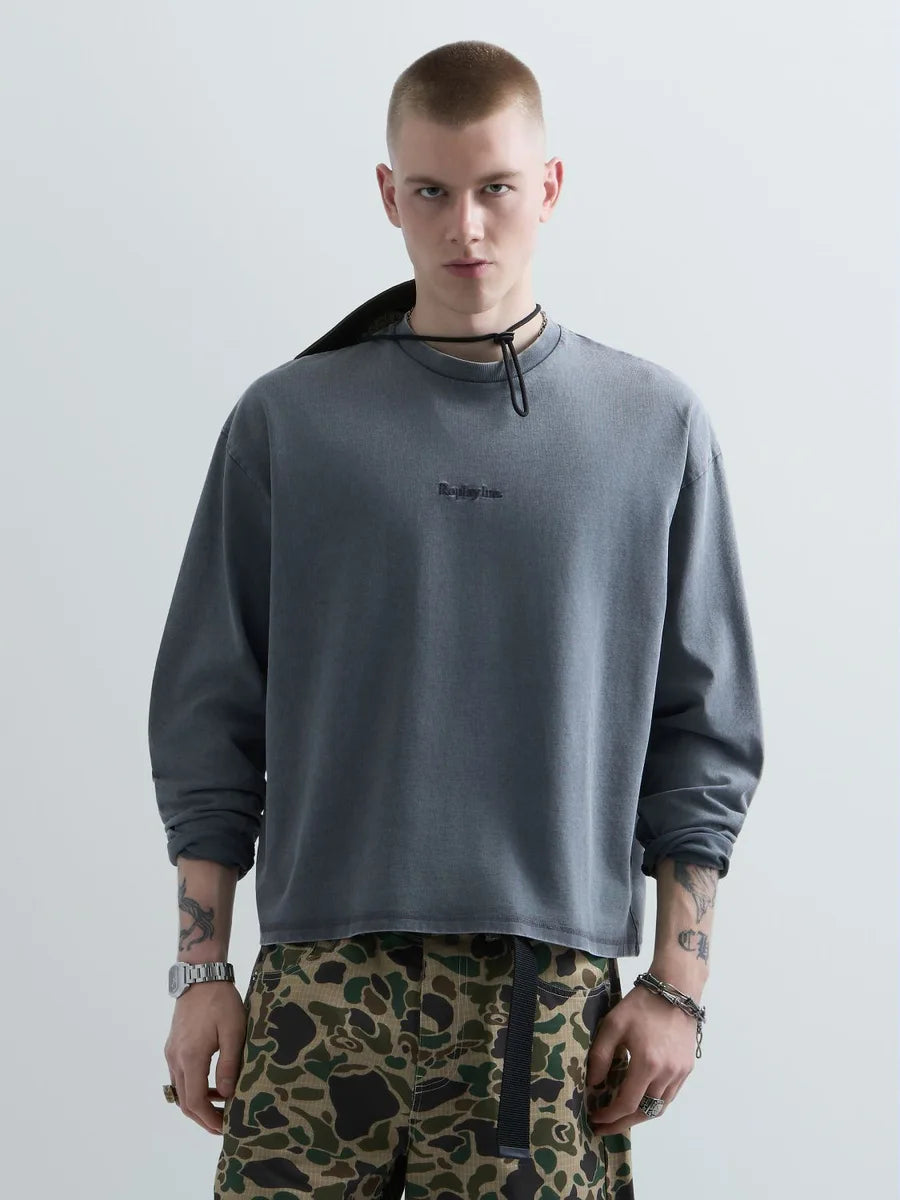 T-Shirt Replay a manica lunga grigio