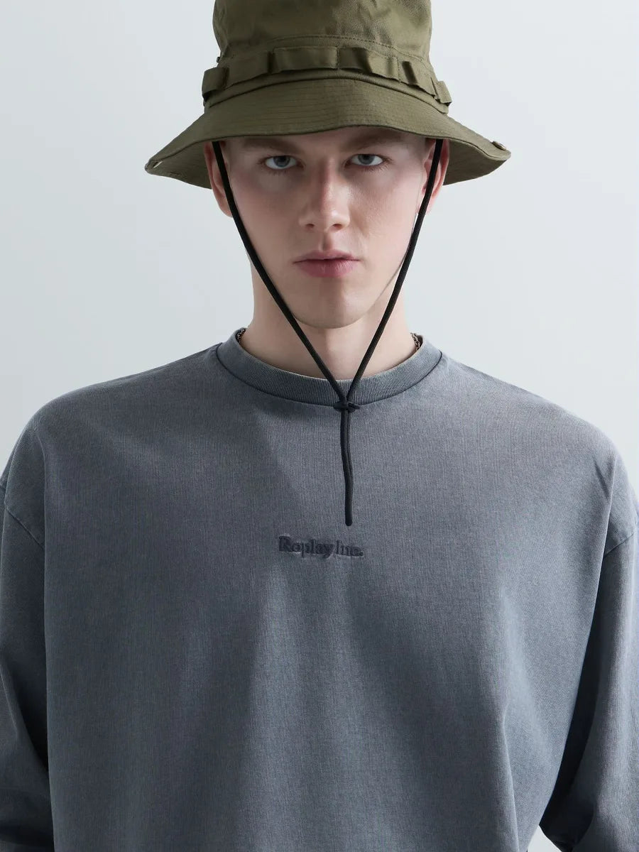 T-Shirt Replay a manica lunga grigio