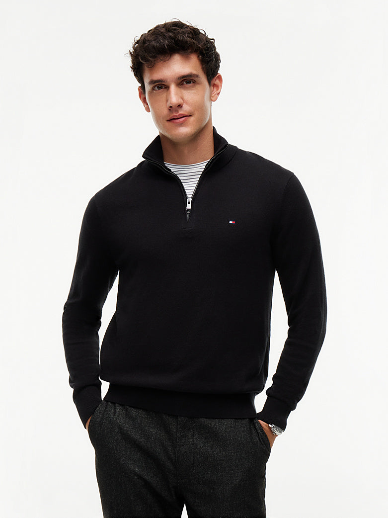 Pullover Tommy slim 1/4 zip nero
