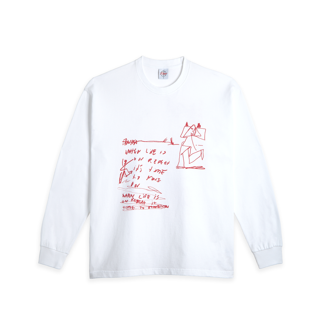 T-shirt Polar on repeat a manica lunga bianco