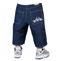 Pantaloncini Blue skin denim blu scuro scritta bianca