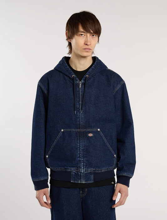 Giacca Hilham con cappuccio in denim scuro
