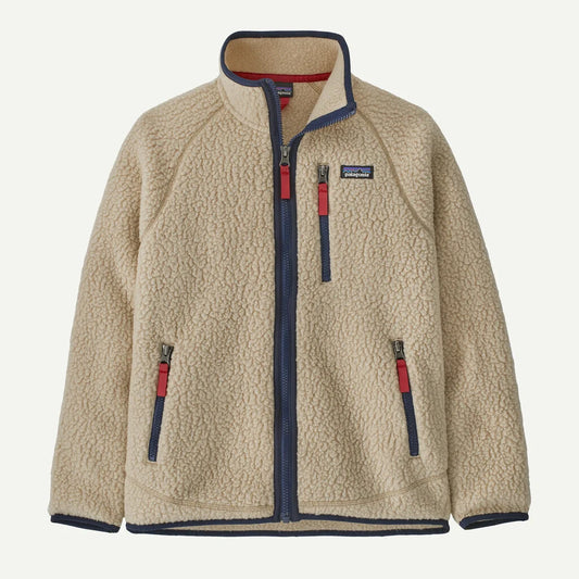 Felpa retro in pile full zip panna
