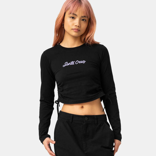 T-shirt Love script a manica lunga nero
