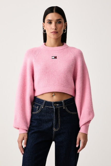 Maglione Tommy Jeans crop rosa
