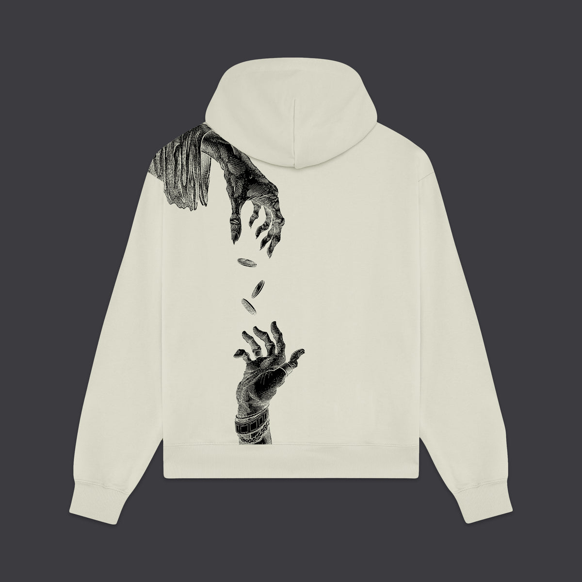 Felpa Corruption full zip con cappuccio crema