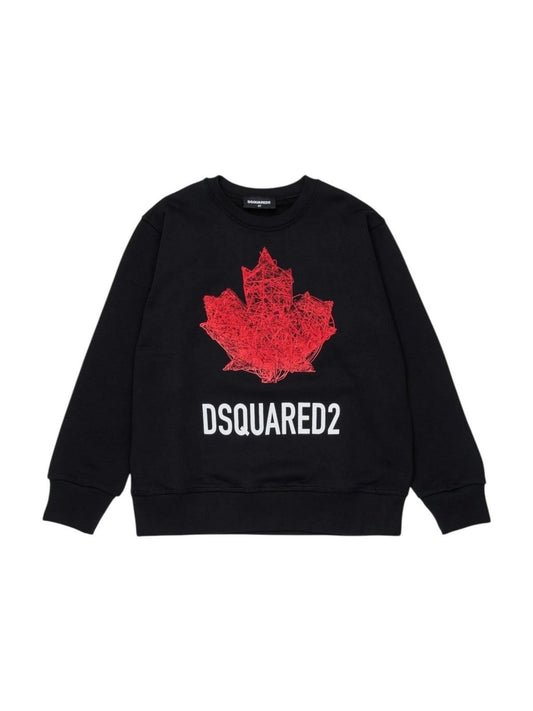 Felpa DSQUARED Slouch girocollo nero - 8/16 ANNI