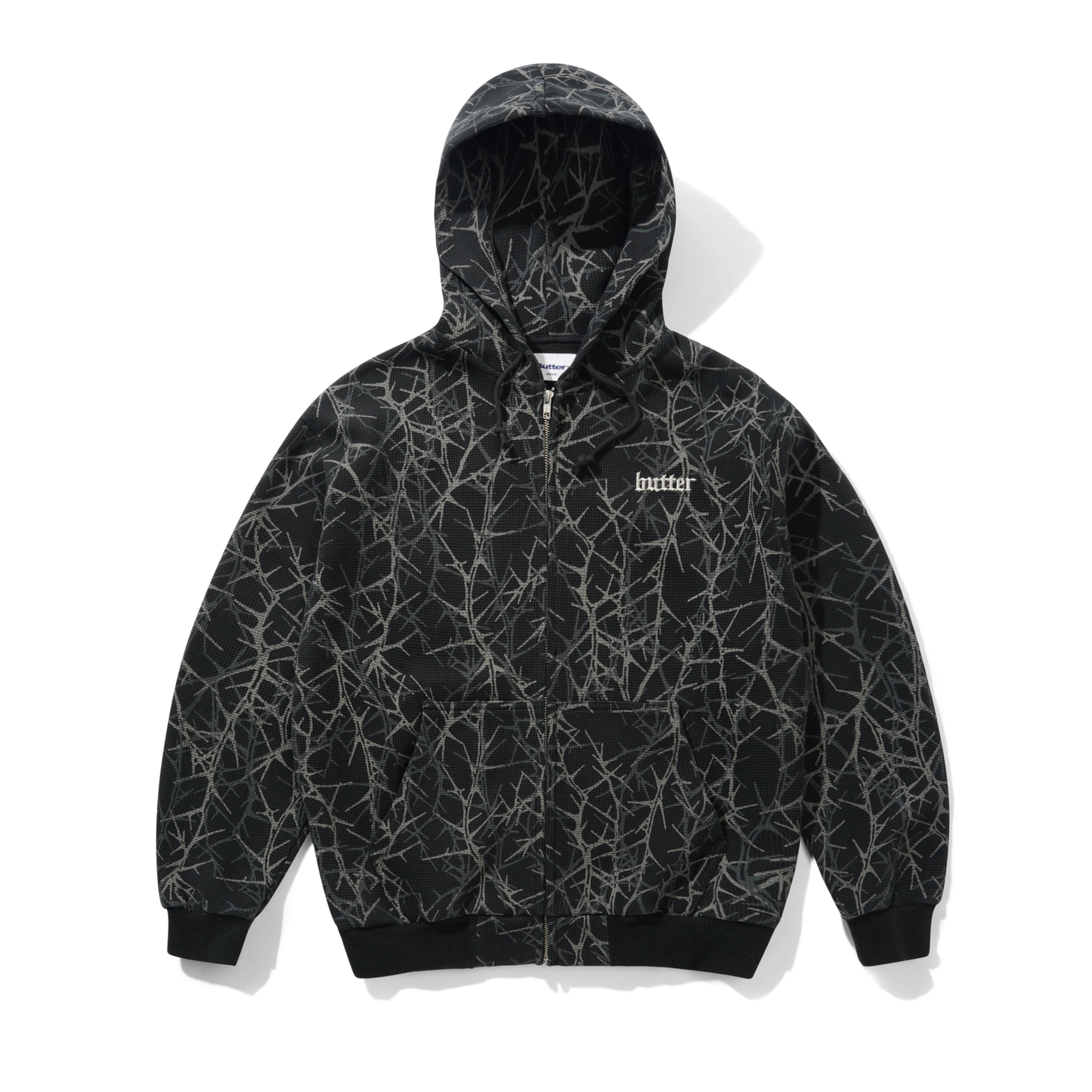 Felpa Butter Goods full zip con cappuccio nero/camo