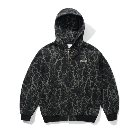 Felpa Butter Goods full zip con cappuccio nero/camo