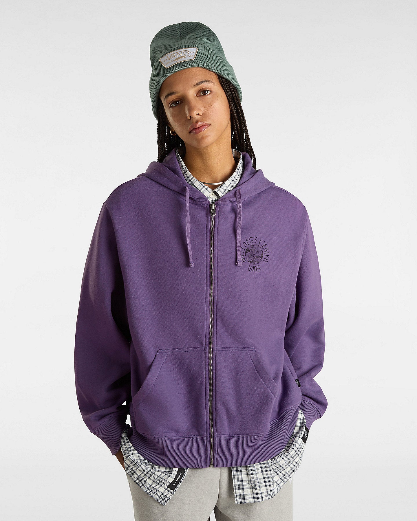 Felpa Wellness blousant full zip con cappuccio viola