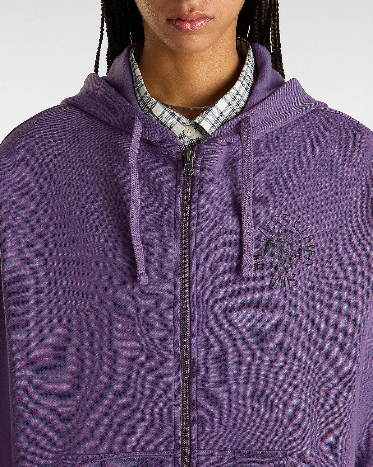 Felpa Wellness blousant full zip con cappuccio viola