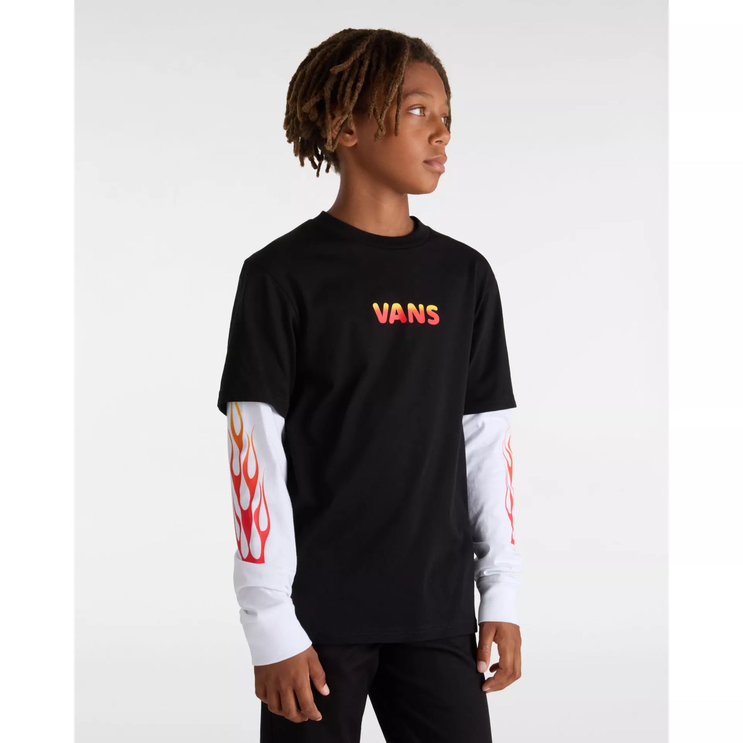 T-Shirt Flame a manica lunga nero - 8/16 ANNI