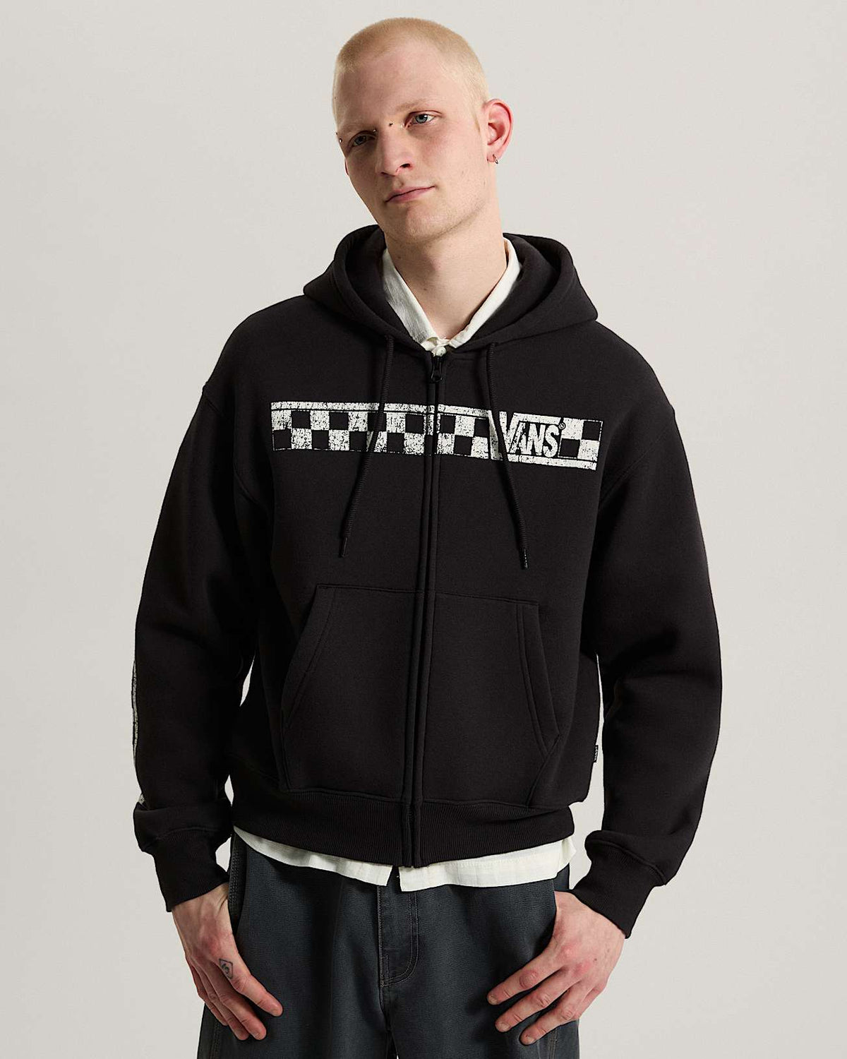 Felpa Racing full zip con cappuccio nero
