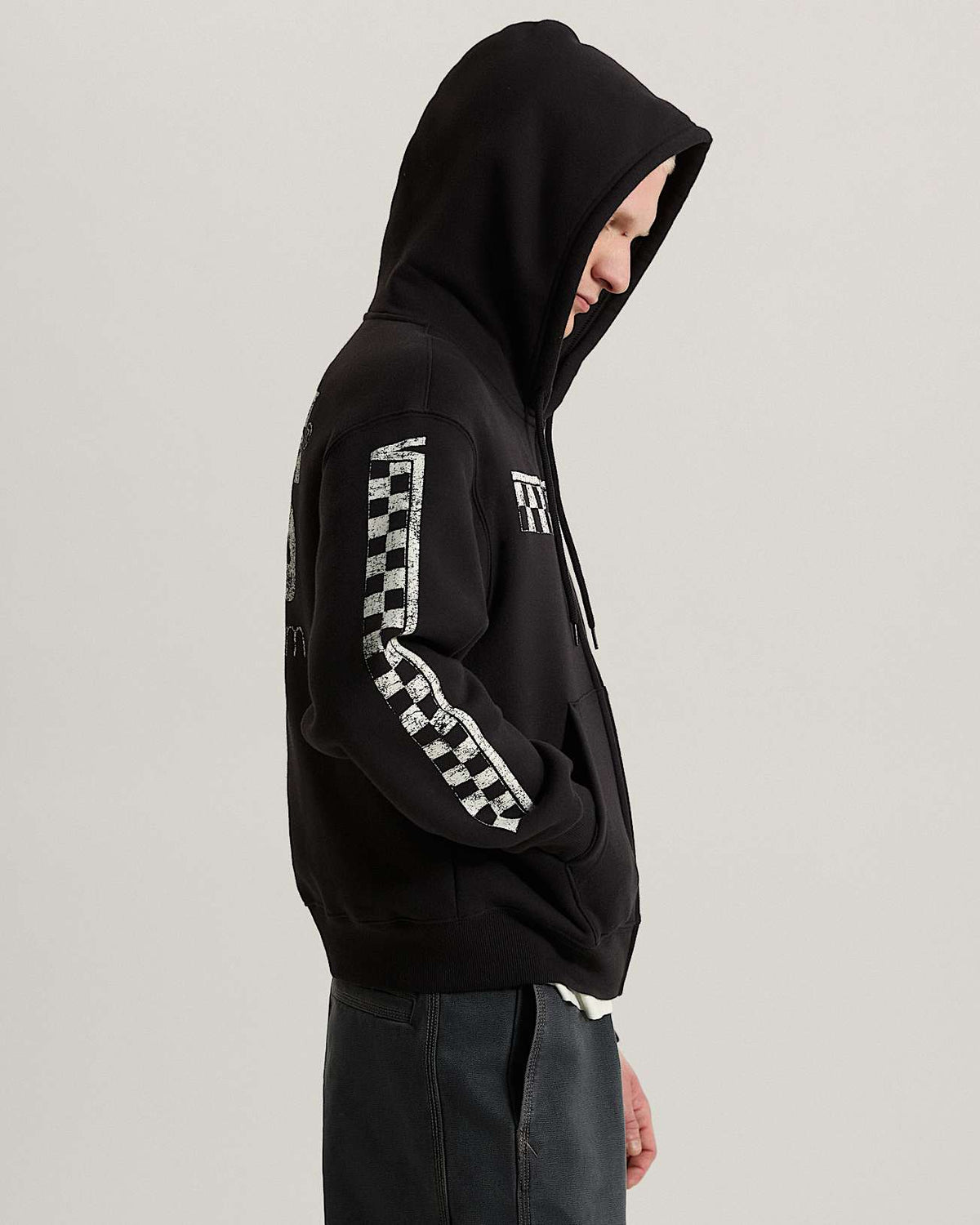 Felpa Racing full zip con cappuccio nero