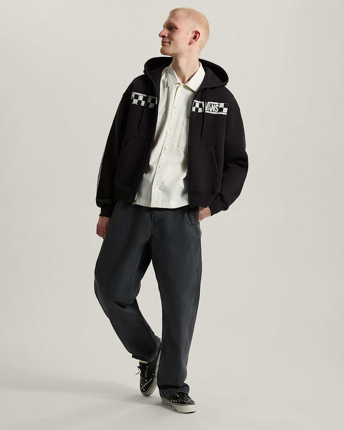 Felpa Racing full zip con cappuccio nero
